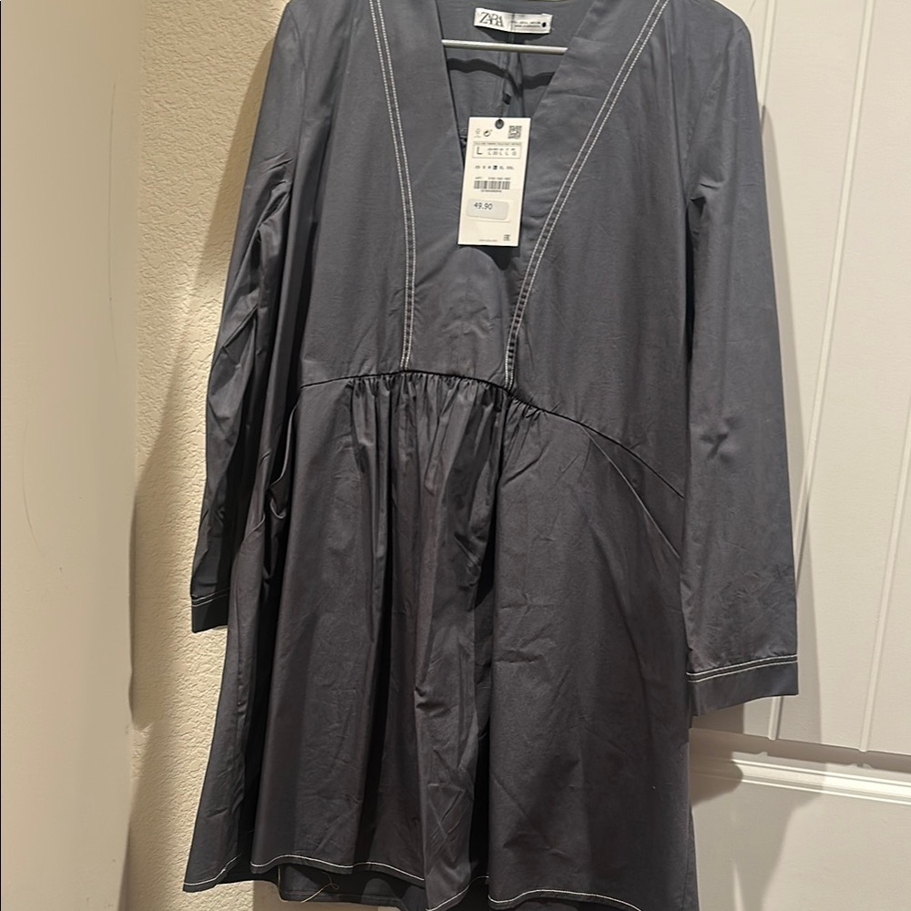 Zara Charcoal V-Neck Dress